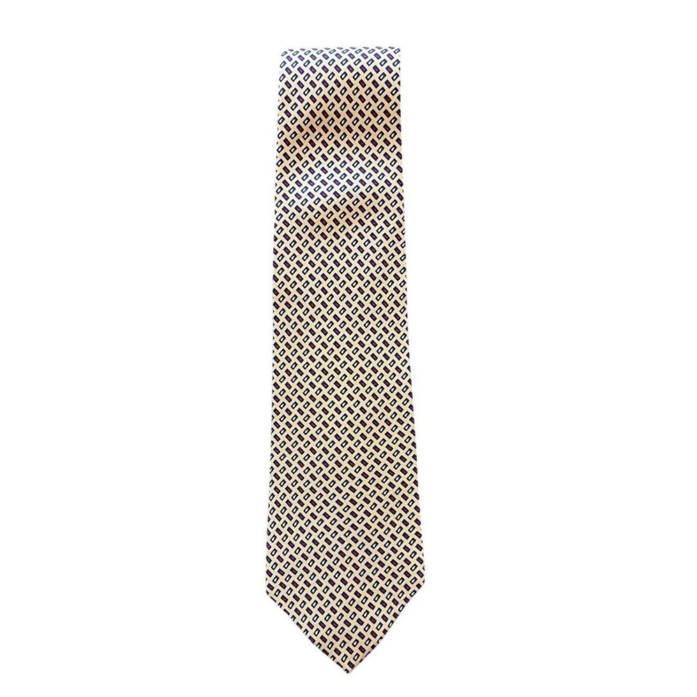 Tommy Hilfiger Mens Silk Tie Yellow Blue Geometric Pattern Made in USA Italy